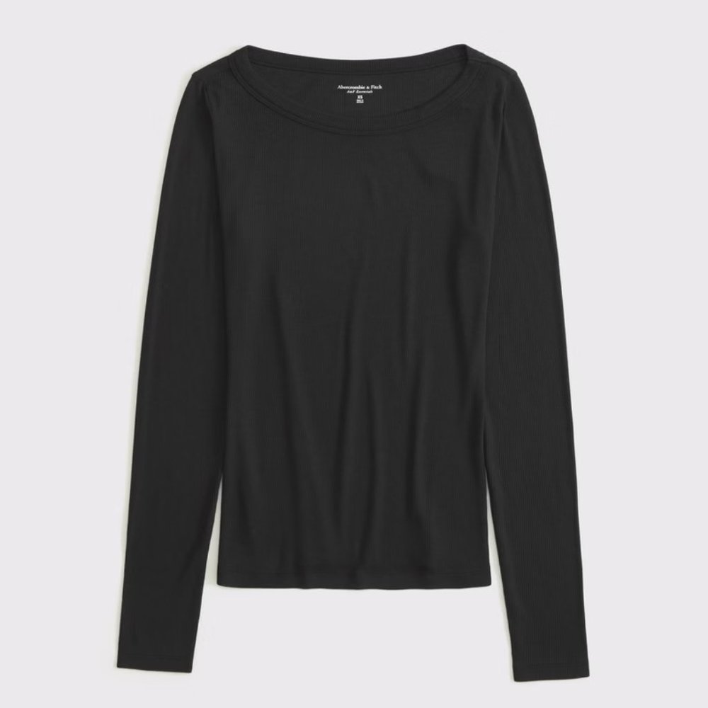 Abercrombie & Fitch Long-Sleeve Boatneck Featherweight Rib‎ Top